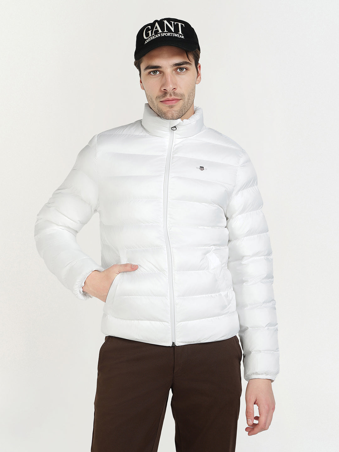 Gant Men White Solid Collar Jacket
