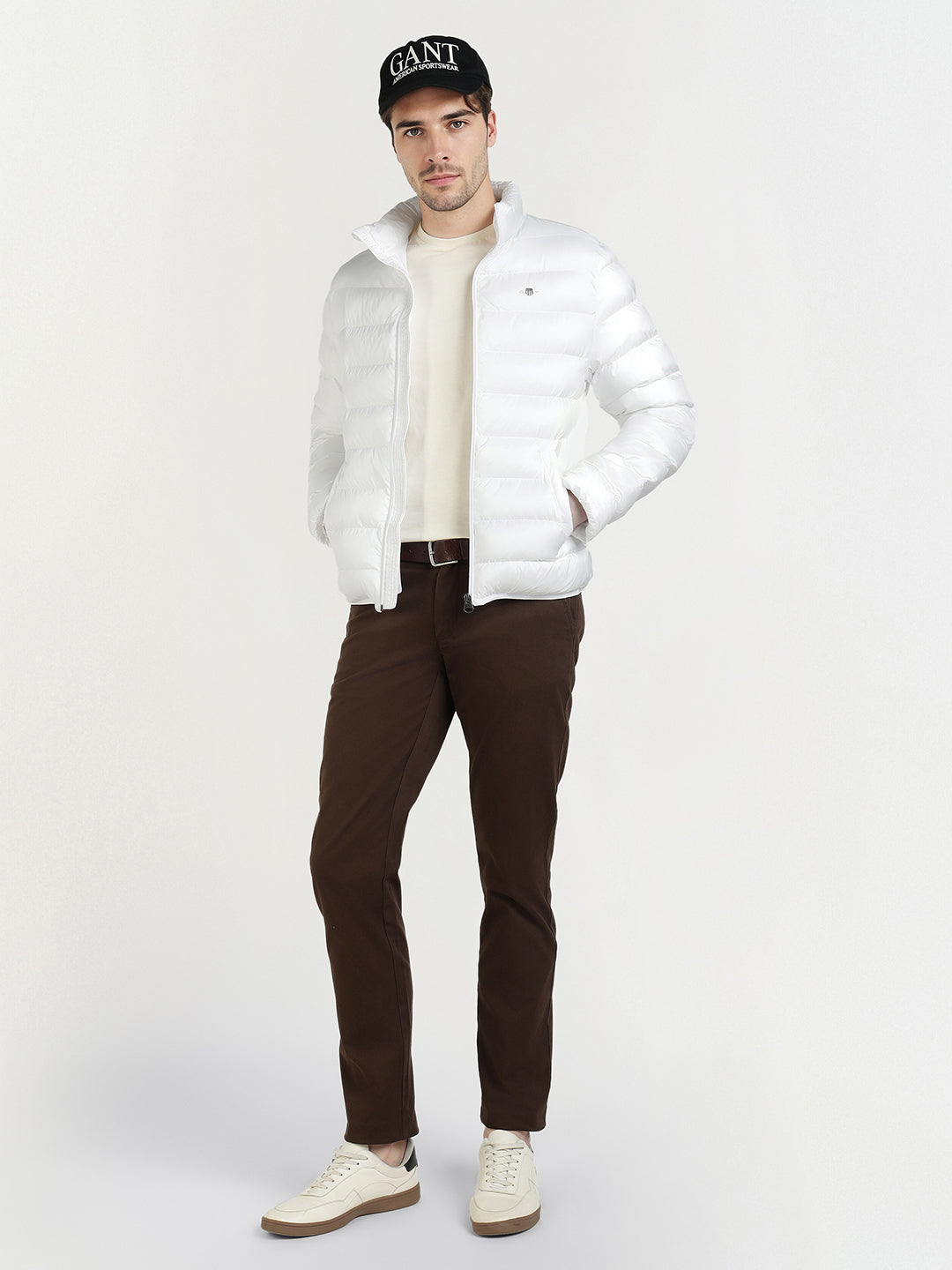 Gant Men White Solid Collar Jacket