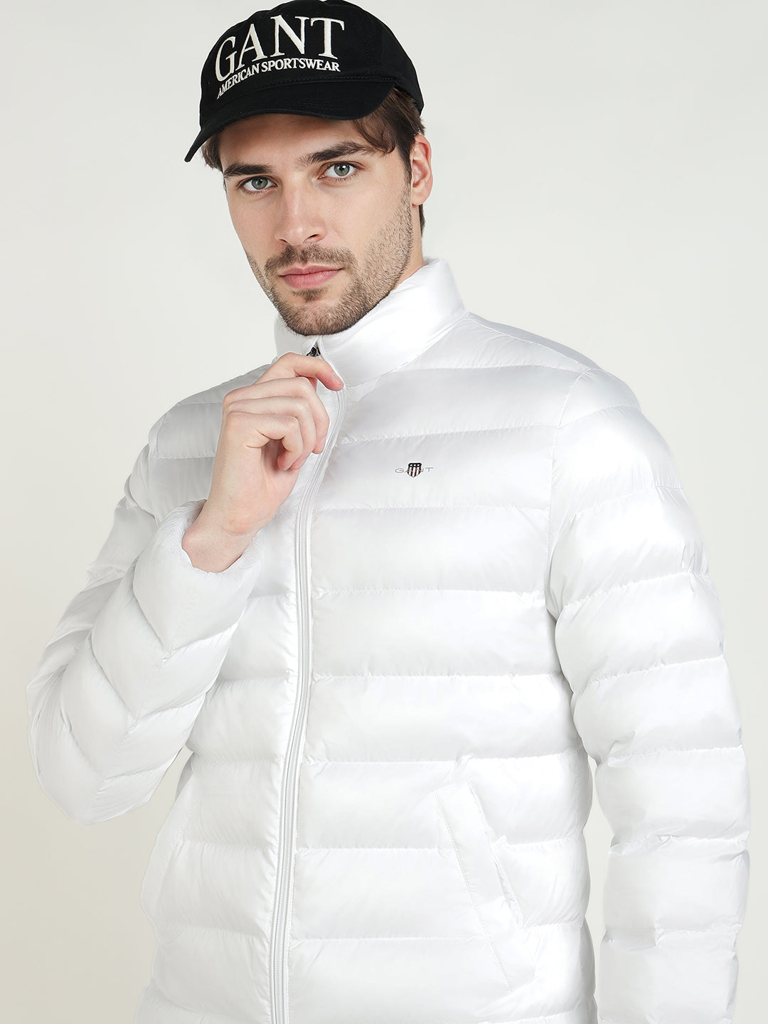 Gant Men White Solid Collar Jacket