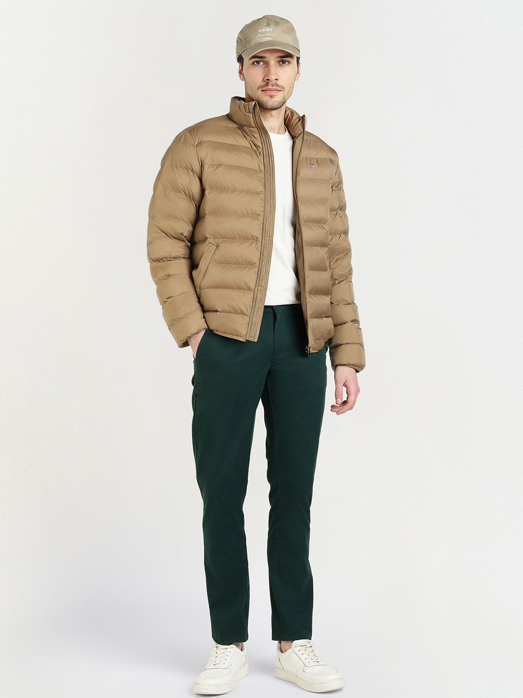 Gant Men Khaki Solid Collar Jacket