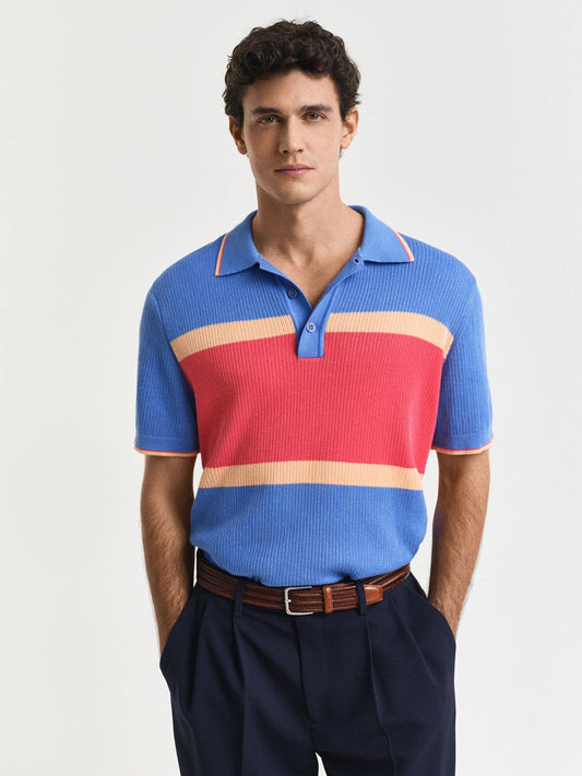 Gant Men Blue Coloublocked Polo Tshirt
