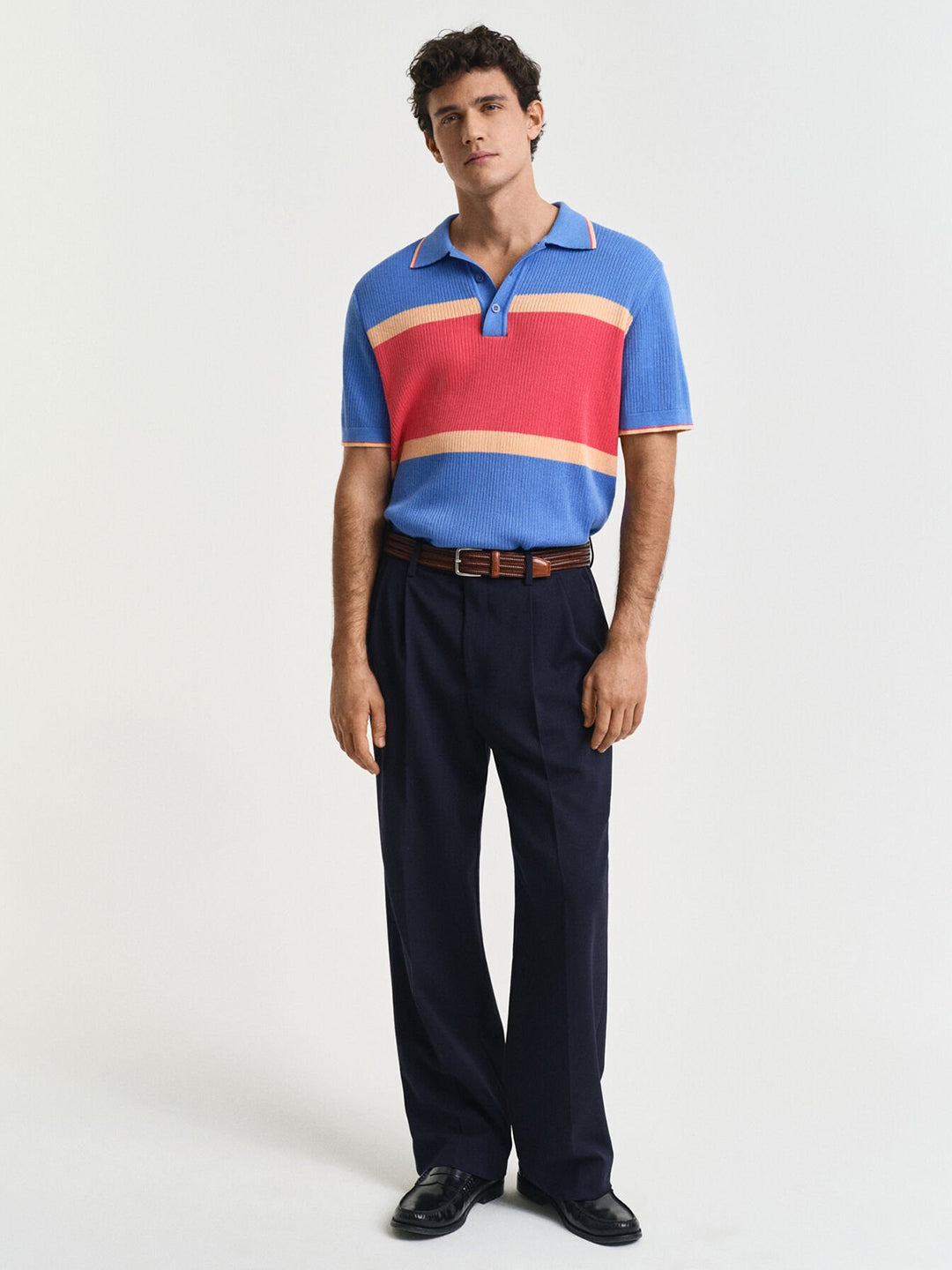 Gant Men Blue Coloublocked Polo Tshirt