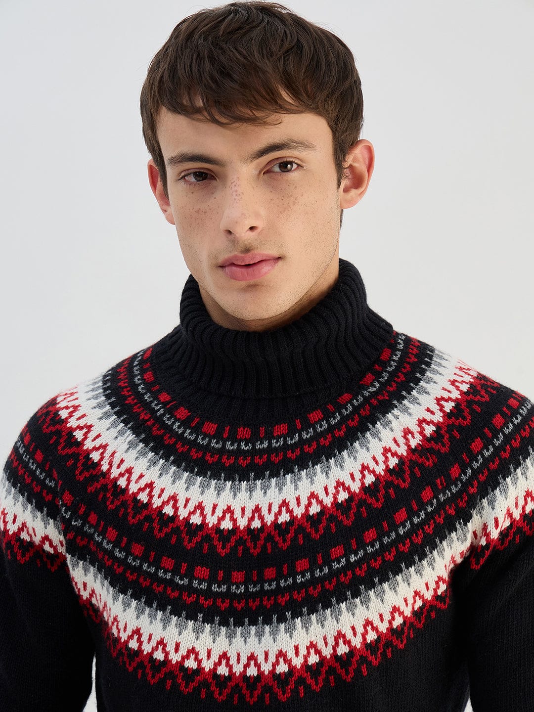 Gant Men Black Textured High Neck Sweater