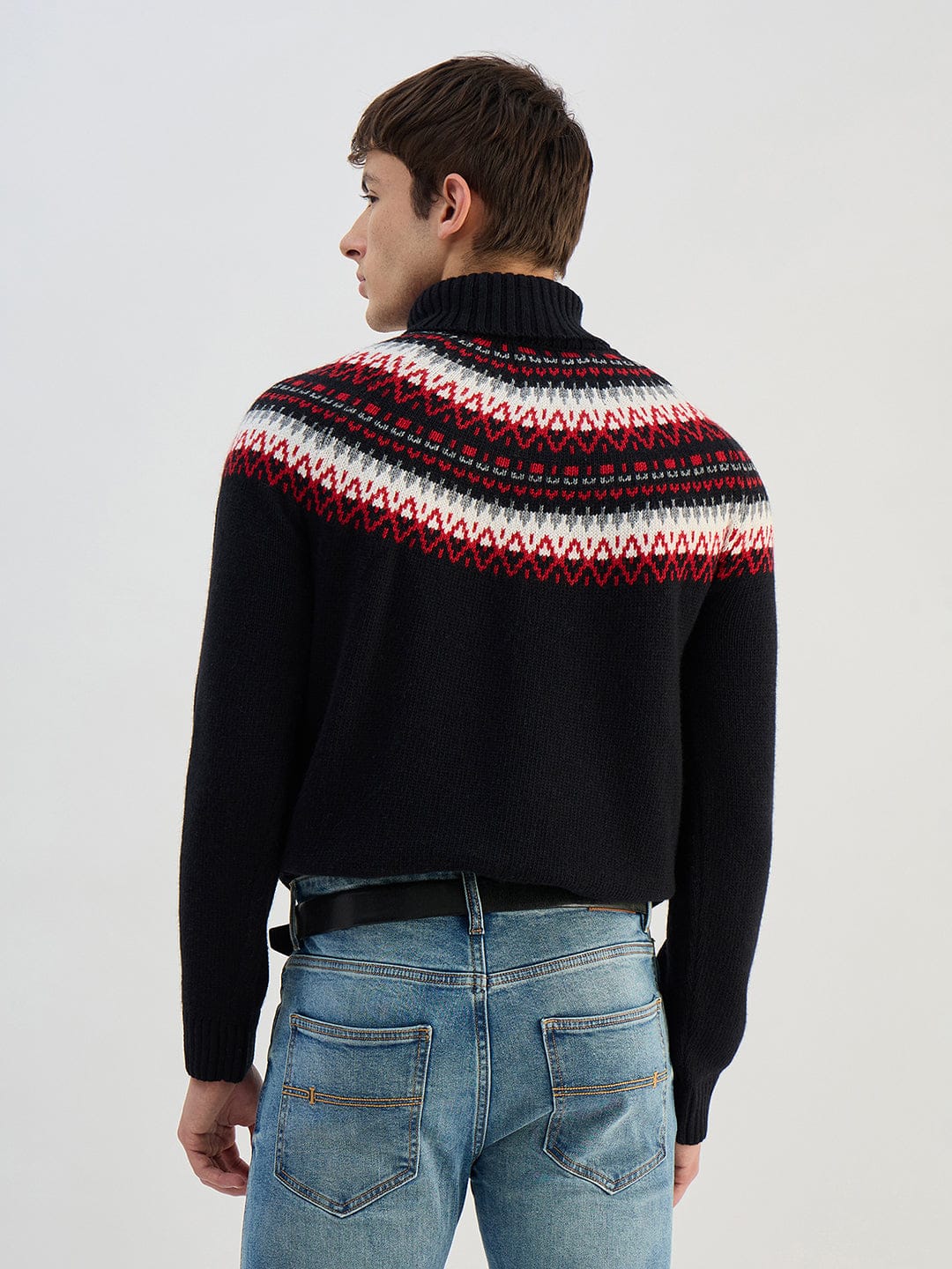 Gant Men Black Textured High Neck Sweater