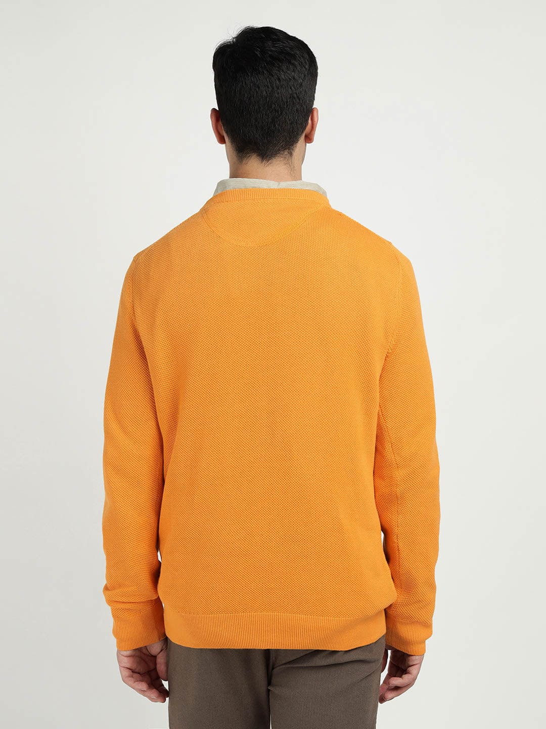 Gant Men Yollow Solid Crew Neck Sweater