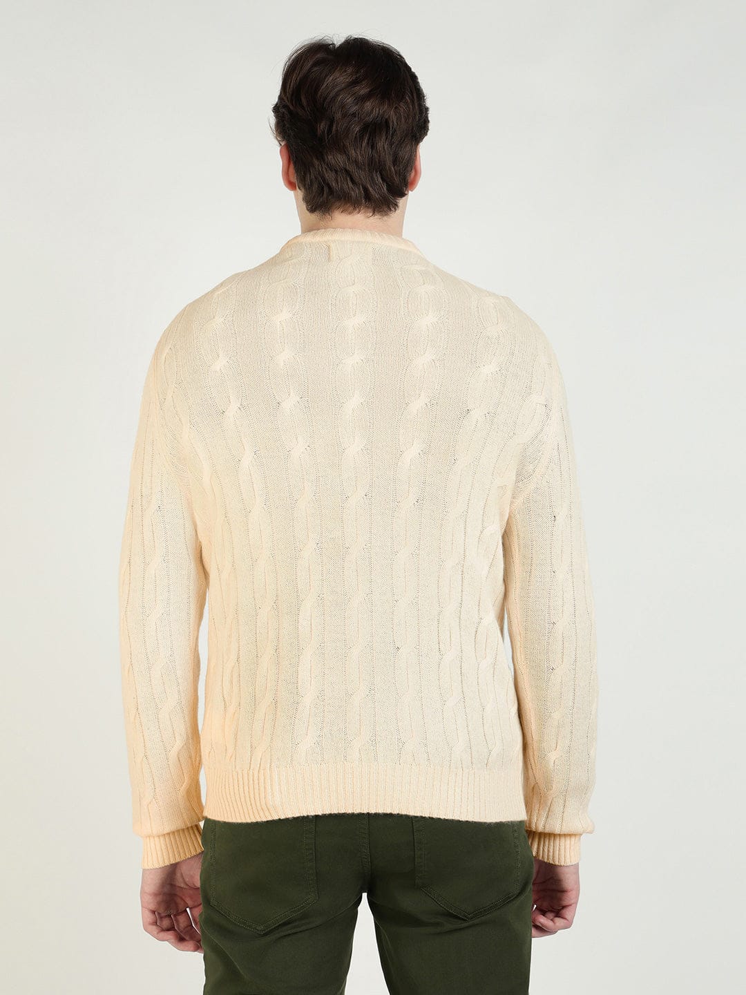 Gant Men Cream Solid Crew Neck Sweater