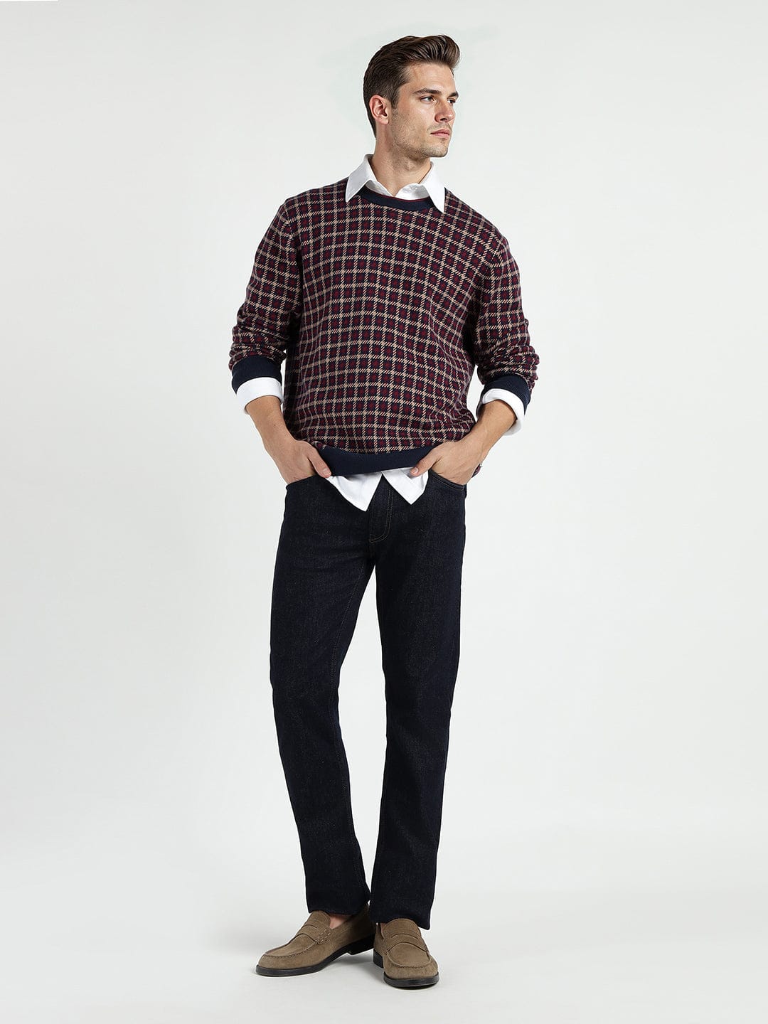 Gant Men Blue Solid Crew Neck Sweater