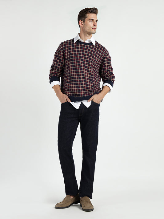 Gant Men Blue Solid Crew Neck Sweater