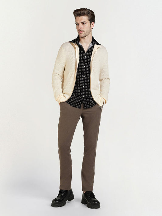 Gant Men Cream Solid Collar Sweater