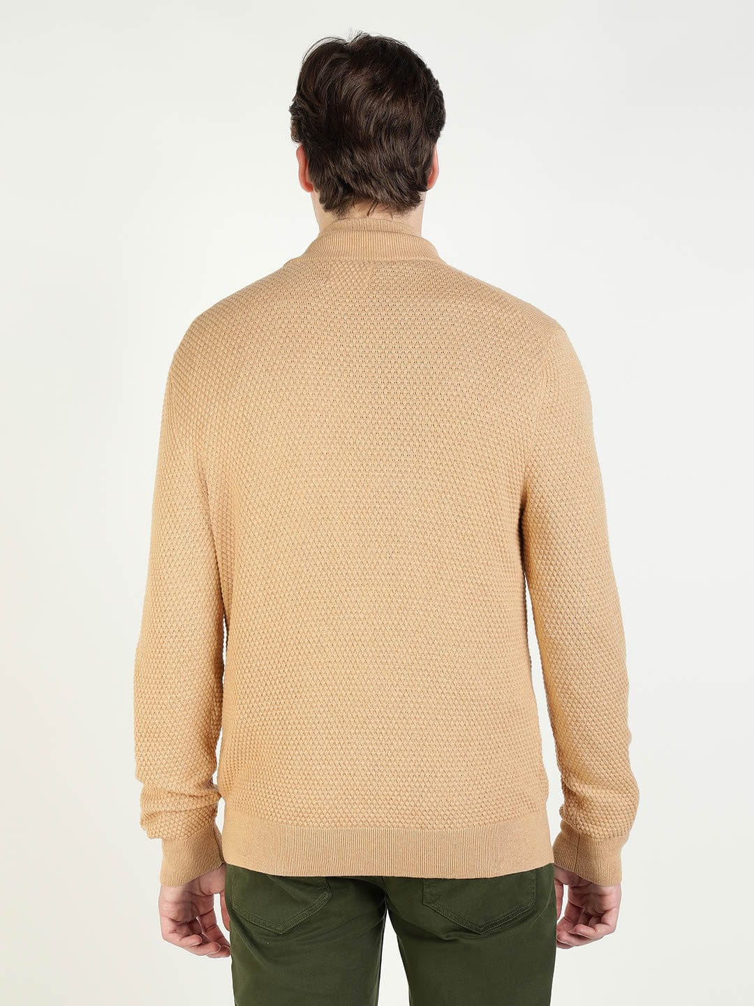 Gant Men Khaki Solid Collar Sweater