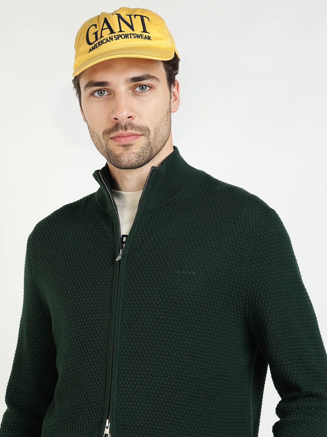 Gant Men Green Solid Collar Sweater
