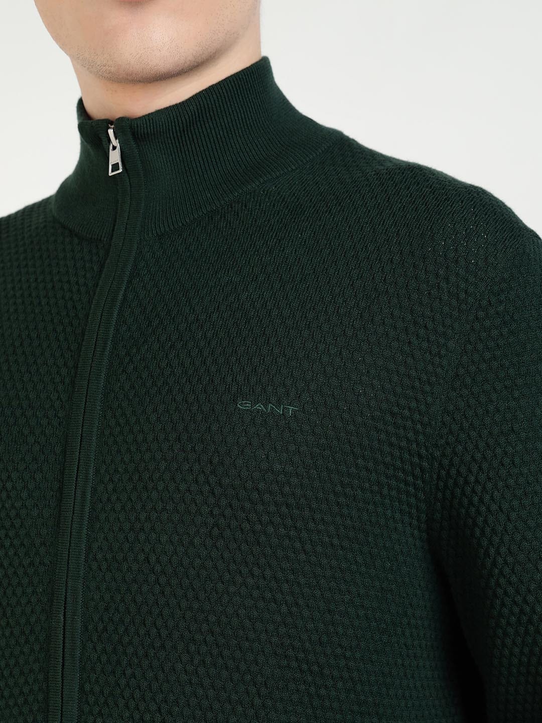 Gant Men Green Solid Collar Sweater
