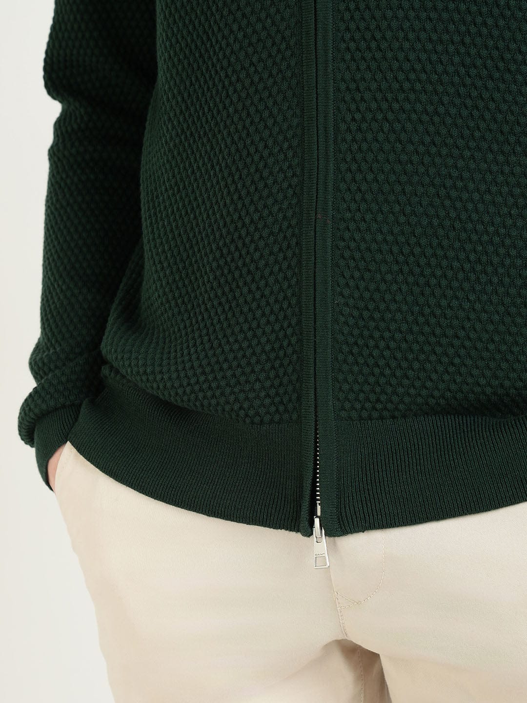 Gant Men Green Solid Collar Sweater