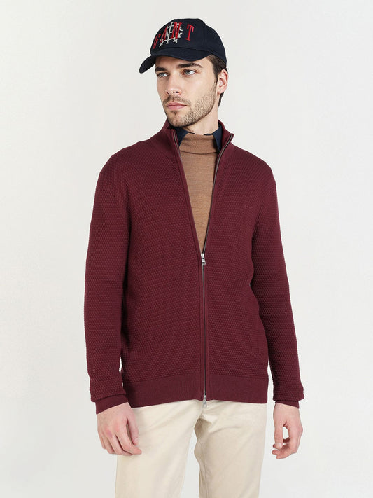 Gant Men Red Solid Collar Sweater
