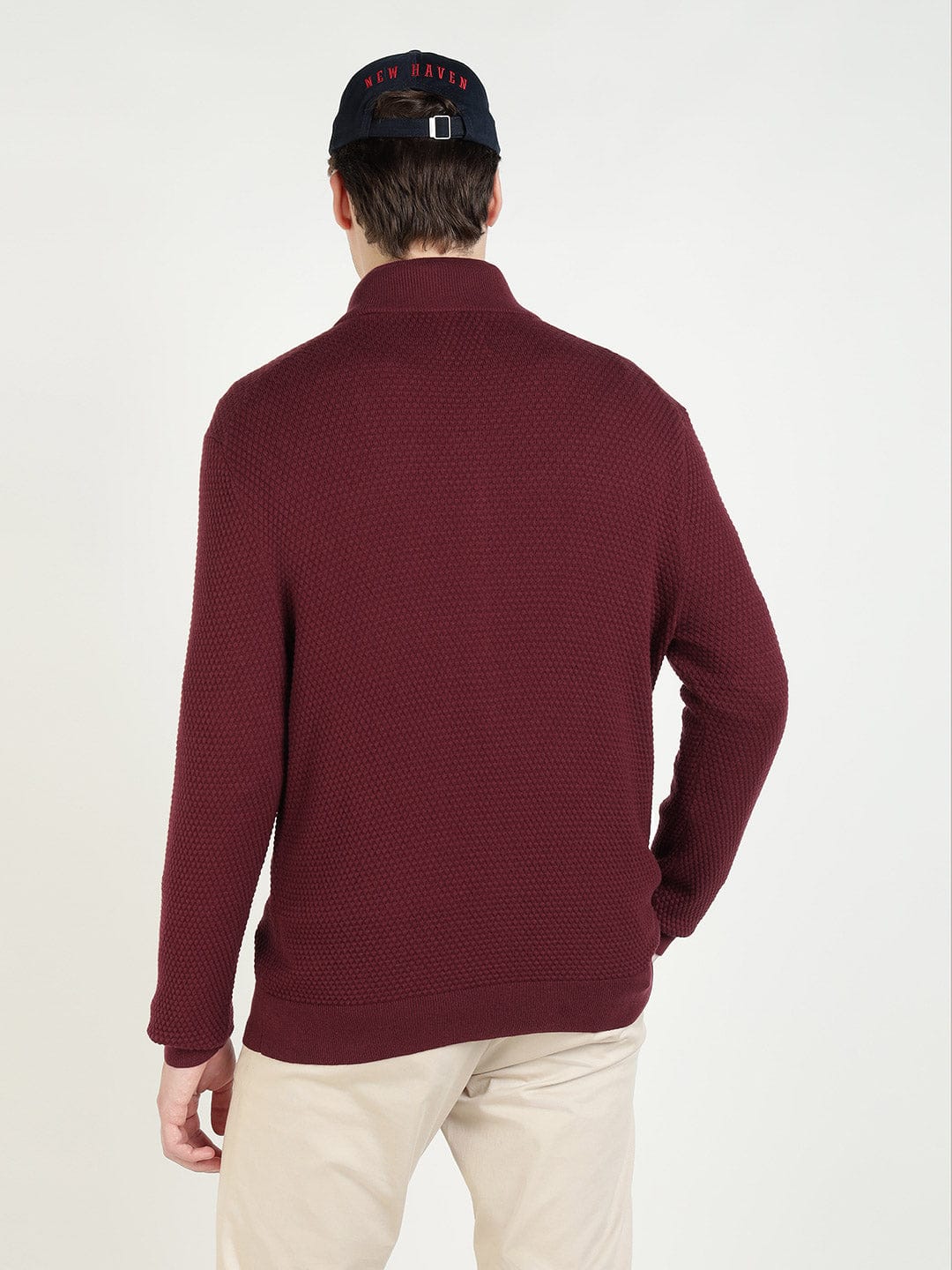 Gant Men Red Solid Collar Sweater