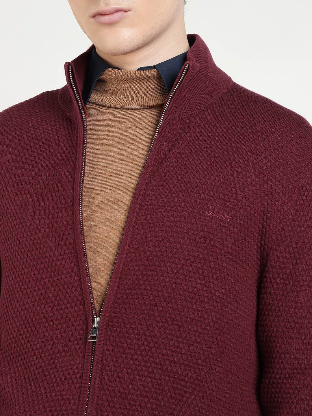 Gant Men Red Solid Collar Sweater