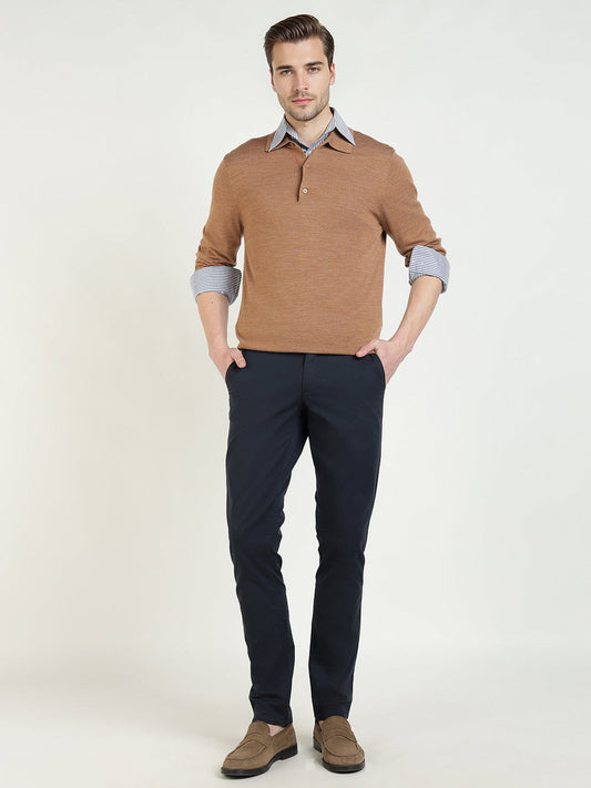 Gant Men Regular Brown Solid Pure Merinowool Sweater