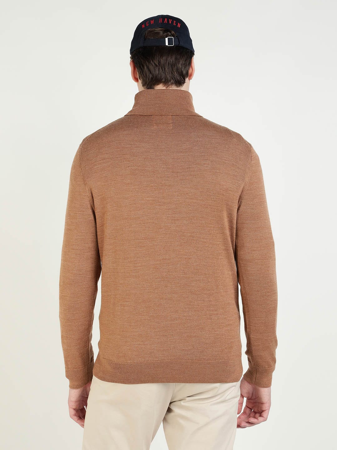 Gant Men Beige Solid Turtle Neck Sweater