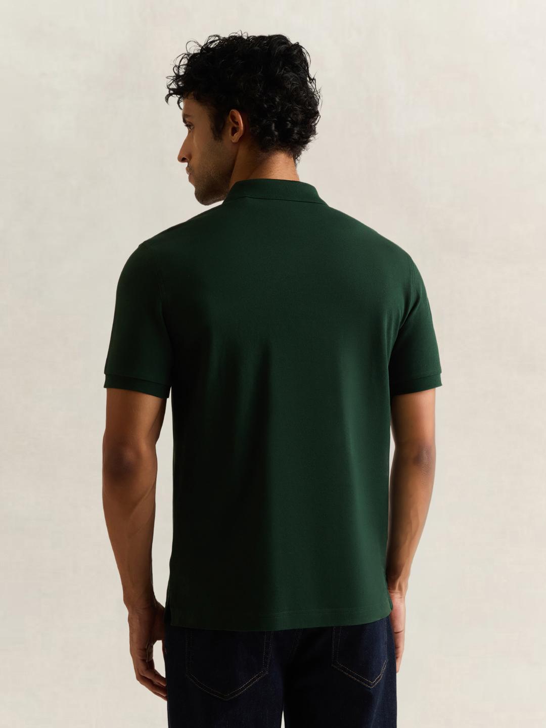 Gant Men Green Solid Classic Slim Fit Polo Shirt Polo T-Shirt