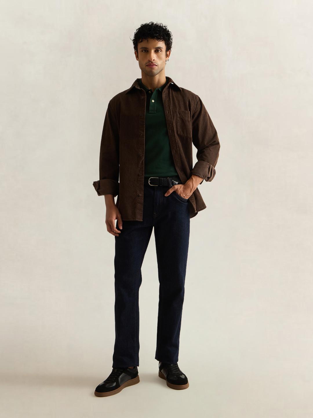 Gant Men Green Solid Classic Slim Fit Polo Shirt Polo T-Shirt