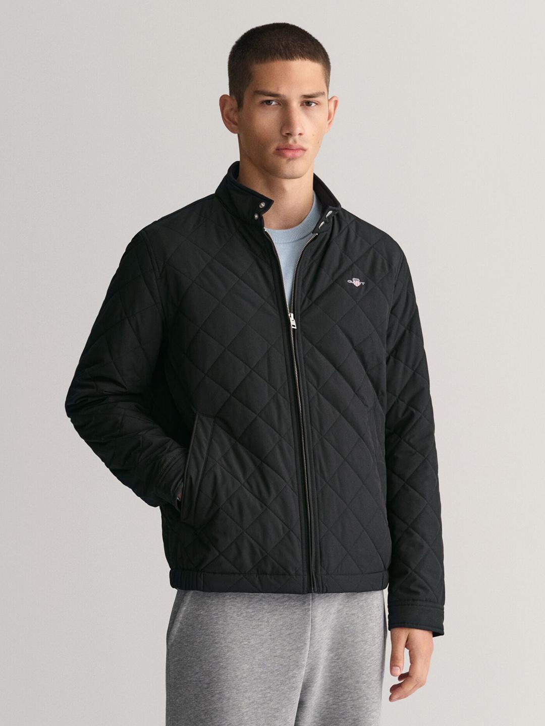 Gant Men Black Regular Fit Solid Quilted Jacket
