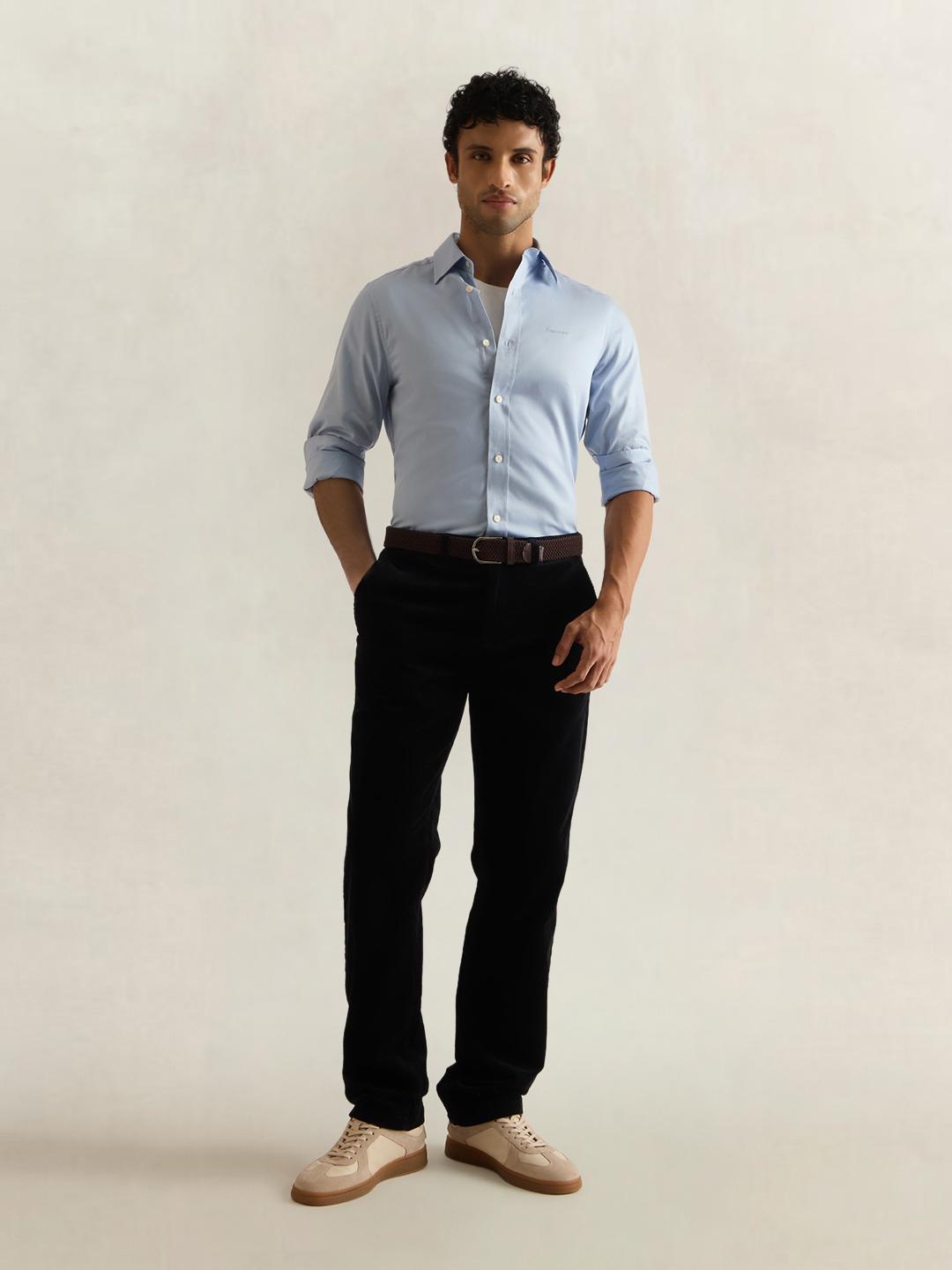 Gant Men Black Solid Regular Fit Chinos Trouser