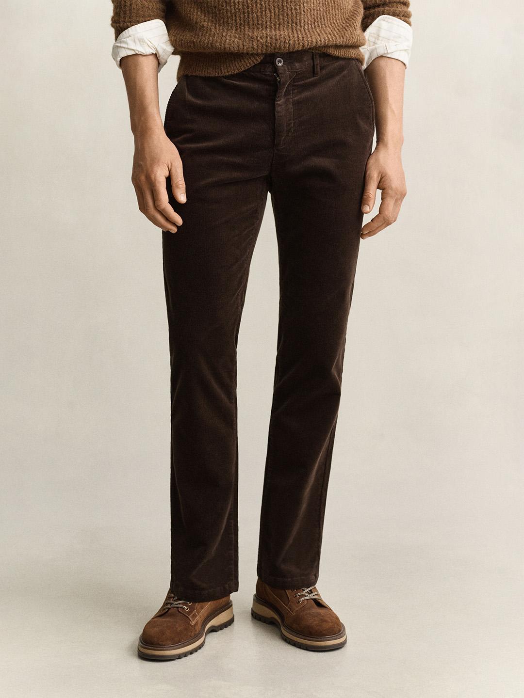 Gant Men Brown Solid Regular Fit Trouser