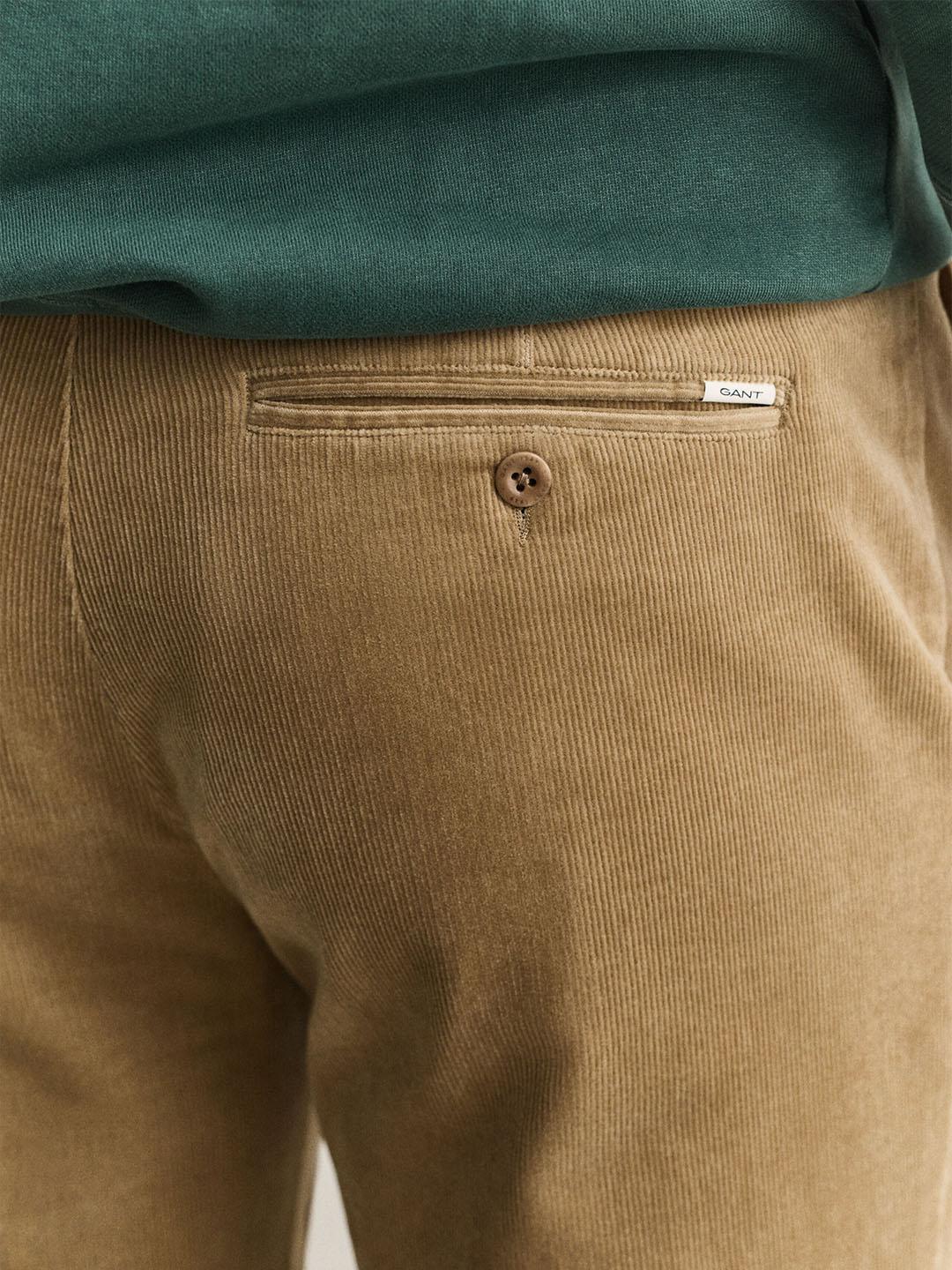 Gant Men Khaki Regular Fit Solid Cotton Trouser