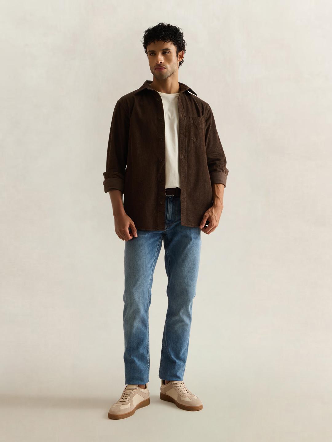 Gant Men Cream Solid Regular Fit Cotton T-Shirt