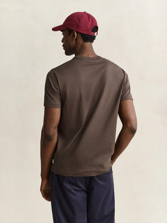 Gant Men Brown Regular Fit Solid Pure Cotton Tshirt