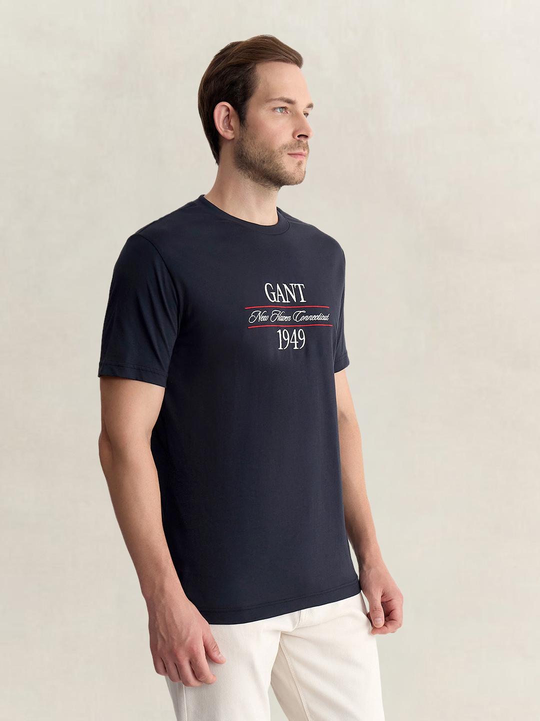 Gant Men Black Regular Fit Graphic Pure Cotton Tshirt