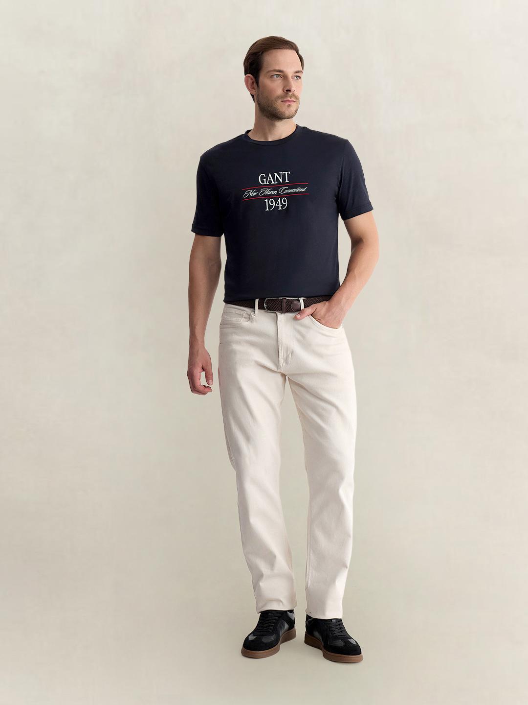Gant Men Black Regular Fit Graphic Pure Cotton Tshirt