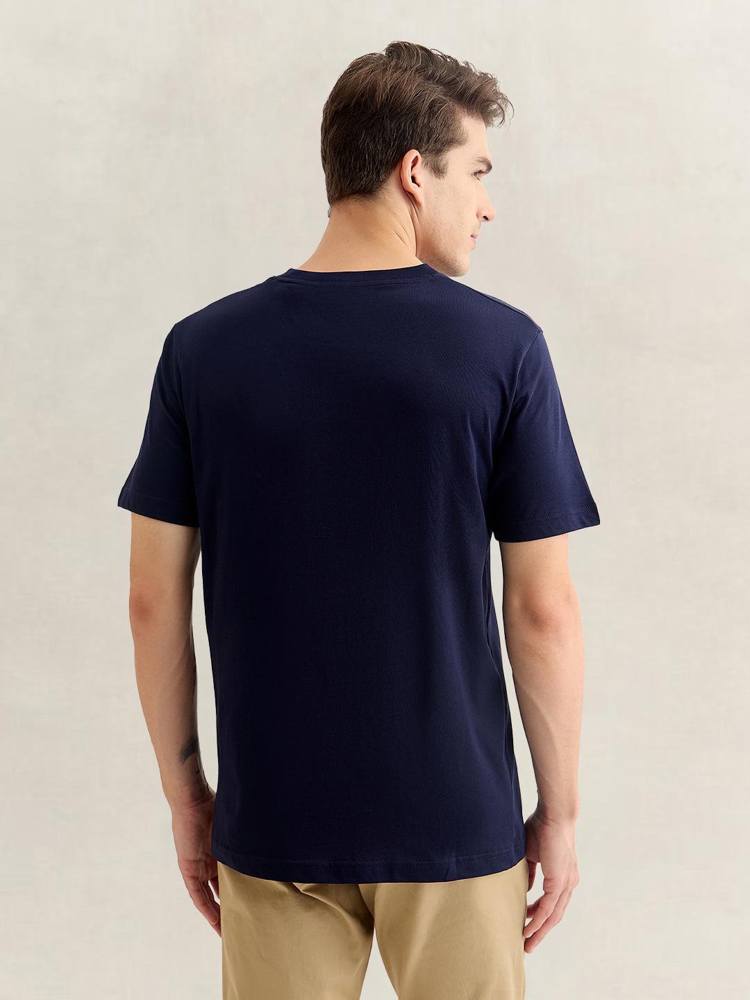 Gant Men Dark Blue Regular Fit Graphic Cotton T-Shirt