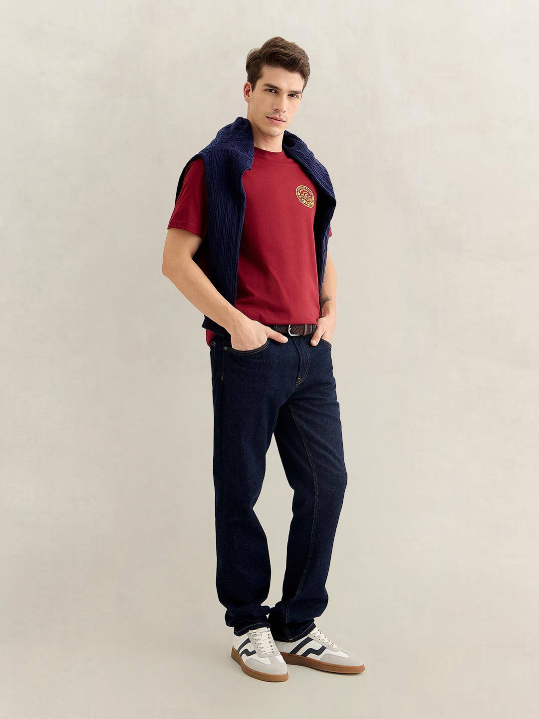 Gant Men Red Regular Fit Graphic Cotton T-Shirt