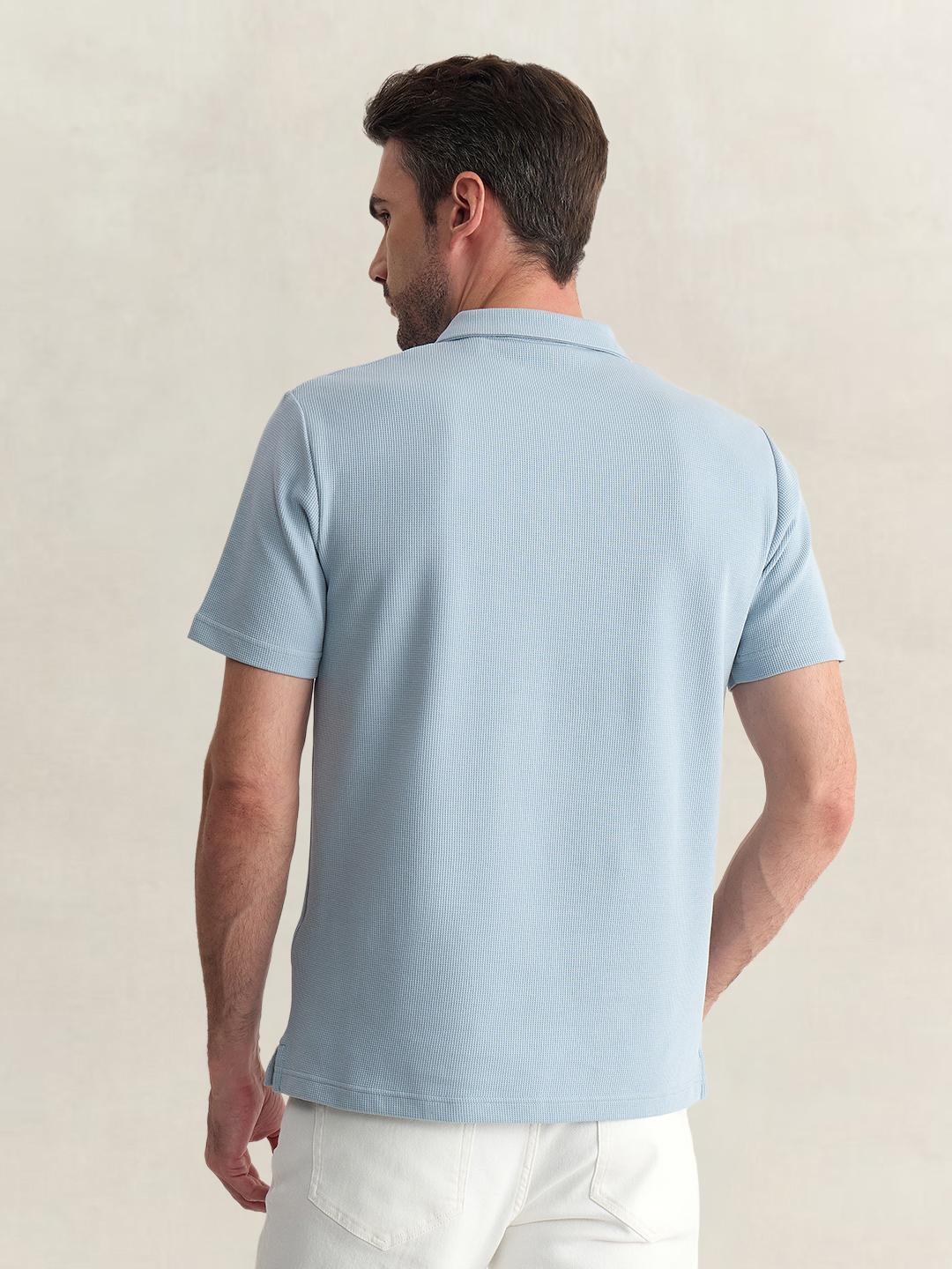 Gant Men Blue Regular Fit Solid Cotton Blend Polo Tshirt