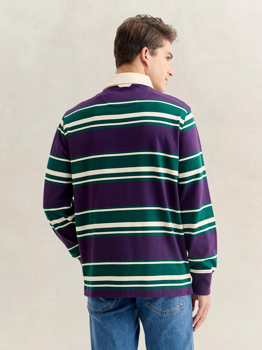 Gant Men Multicolour Regular Fit Striped Cotton Polo T-Shirt