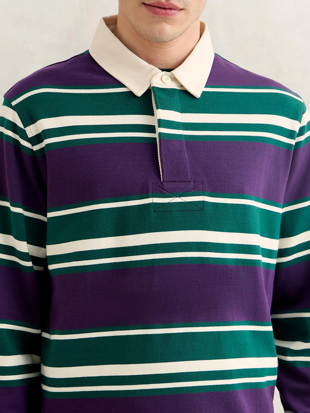 Gant Men Multicolour Regular Fit Striped Cotton Polo T-Shirt