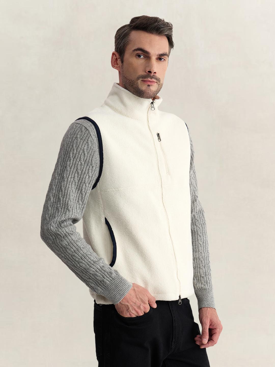 Gant Men Cream Regular Fit Solid Vest