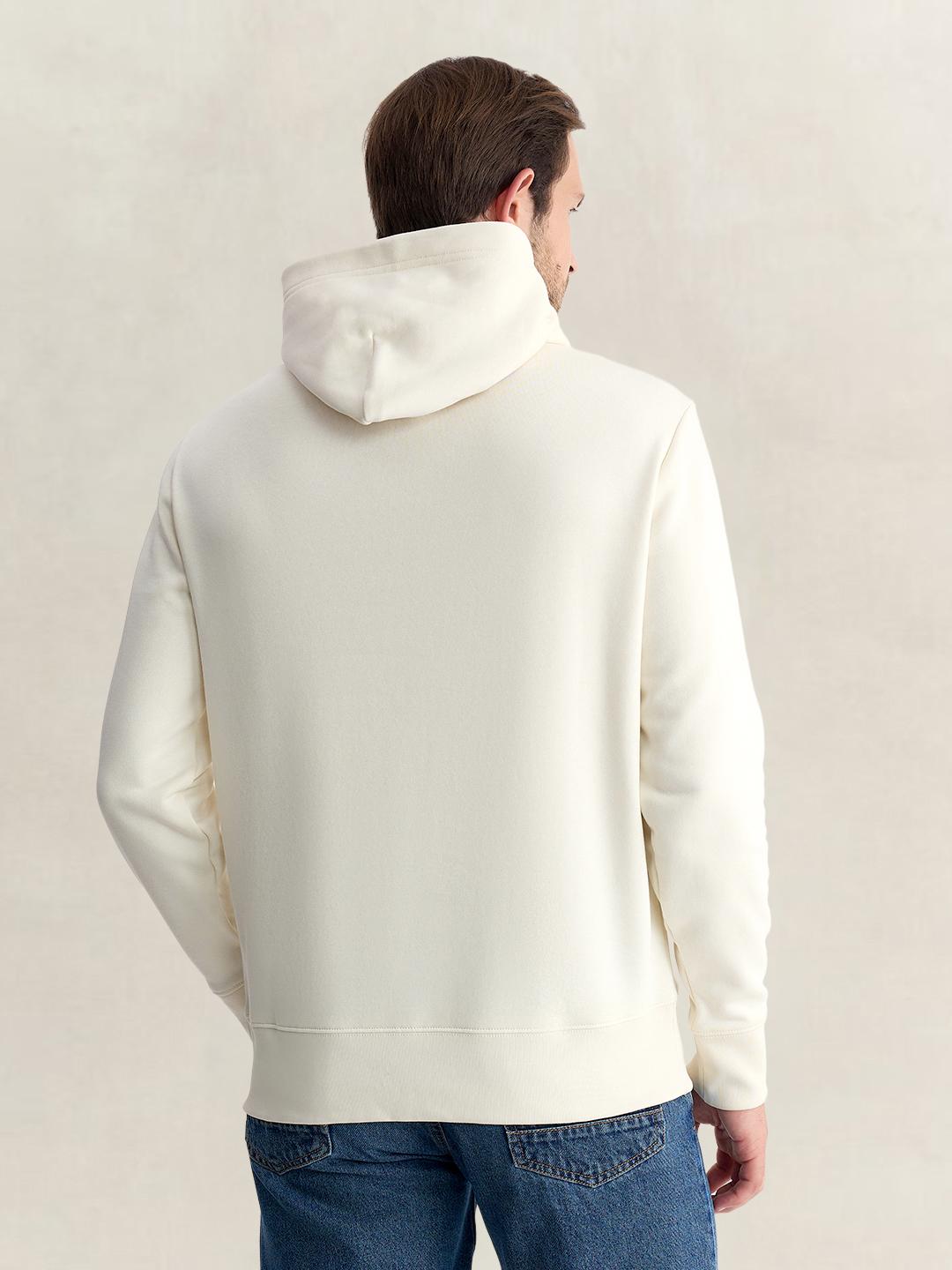 Gant Men Cream Regular Fit Graphic Cotton Blend Hoodie