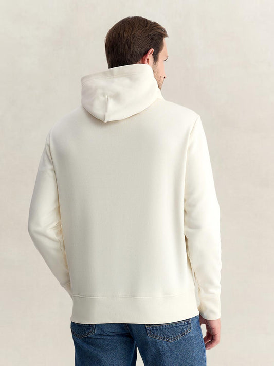 Gant Men Cream Regular Fit Graphic Cotton Blend Hoodie