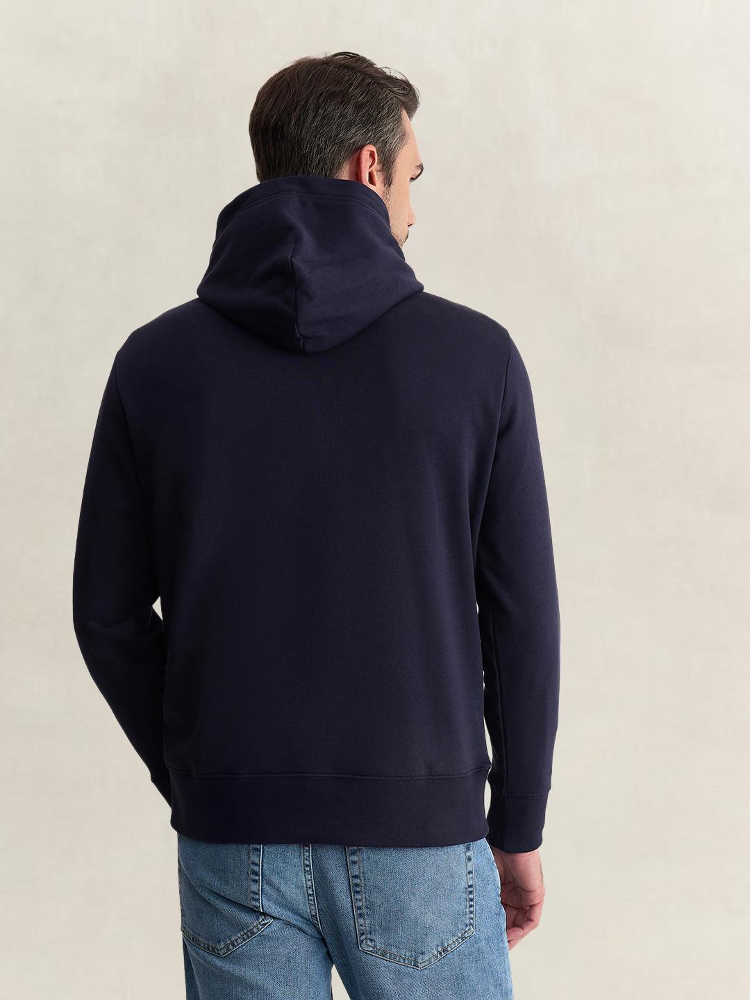 Gant Men Blue Regular Fit Graphic Cotton Blend Hoodie