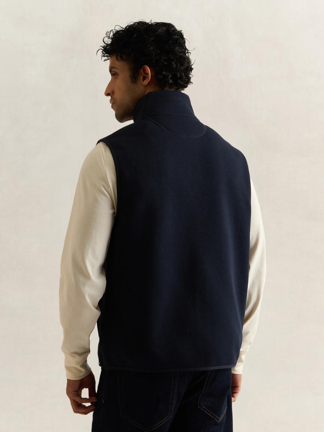 Gant Men Dark Navy Solid Regular Fit Vest