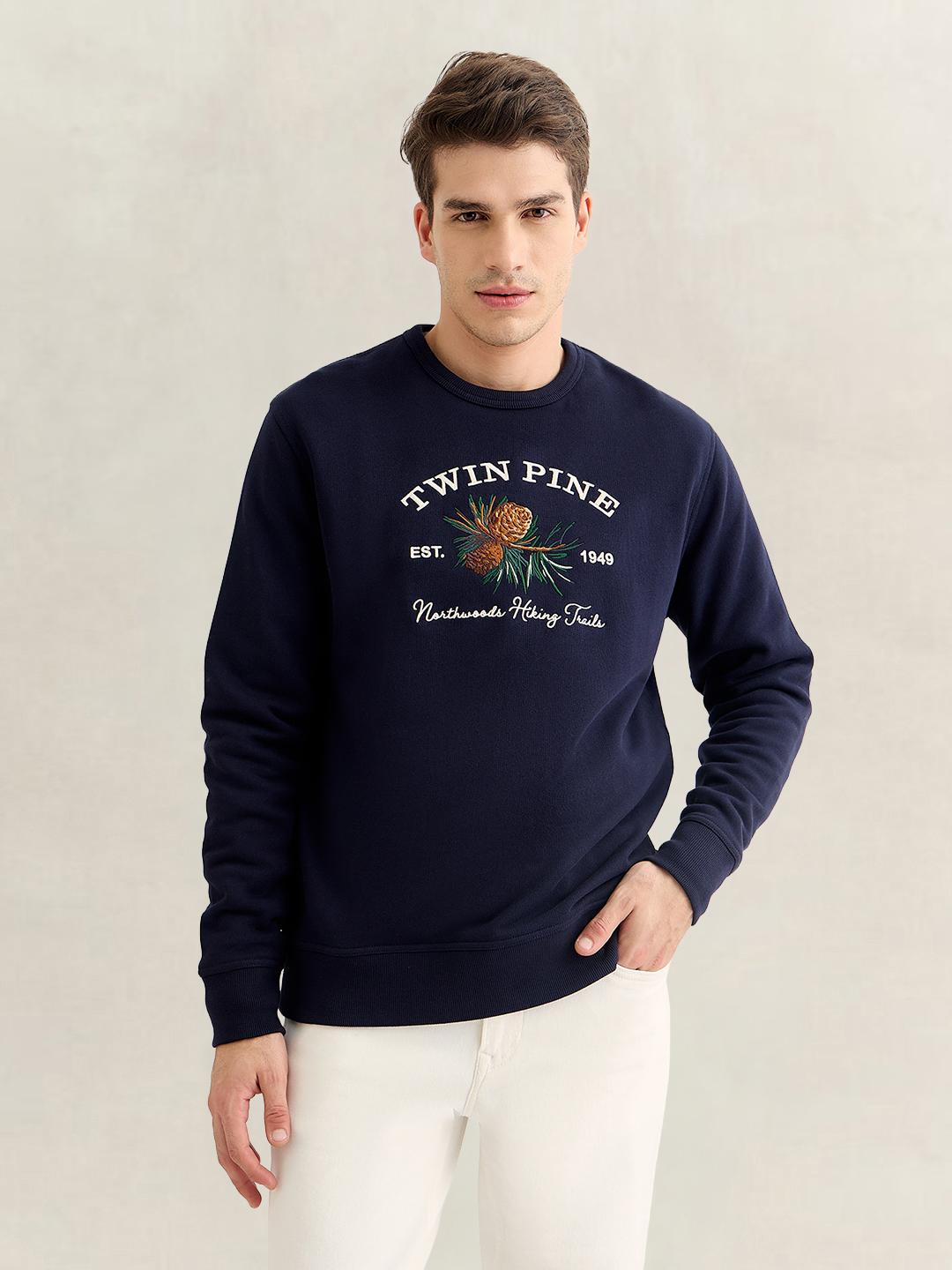 Gant Men Navy Blue Regular Fit Graphic Sweatshirt