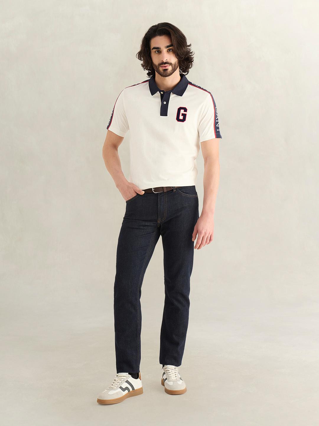 Gant Men Eggshell Graphic Regular Fit Cotton Polo T-Shirt
