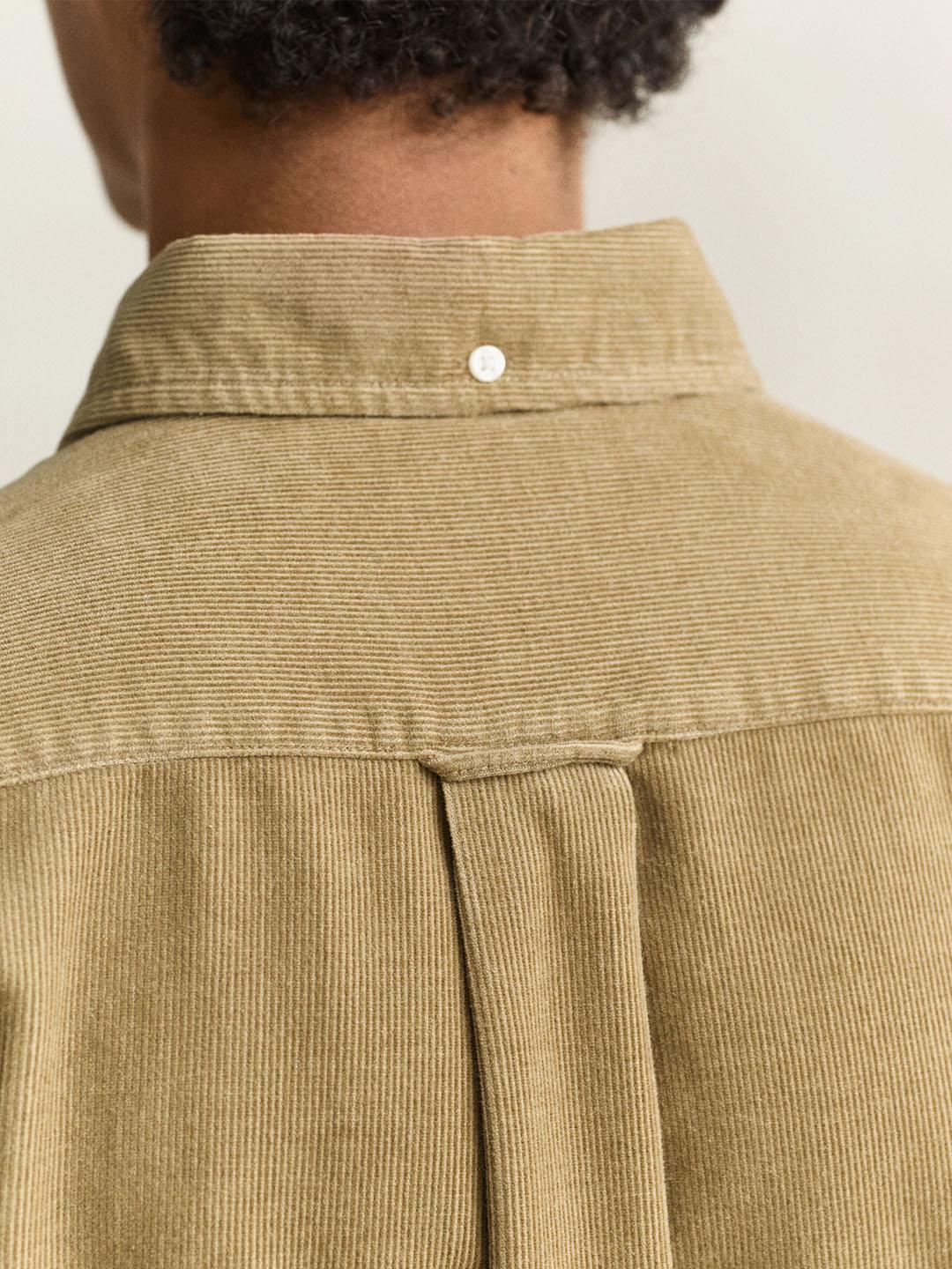 Gant Men Khaki Regular Fit Solid Corduroy Shirt