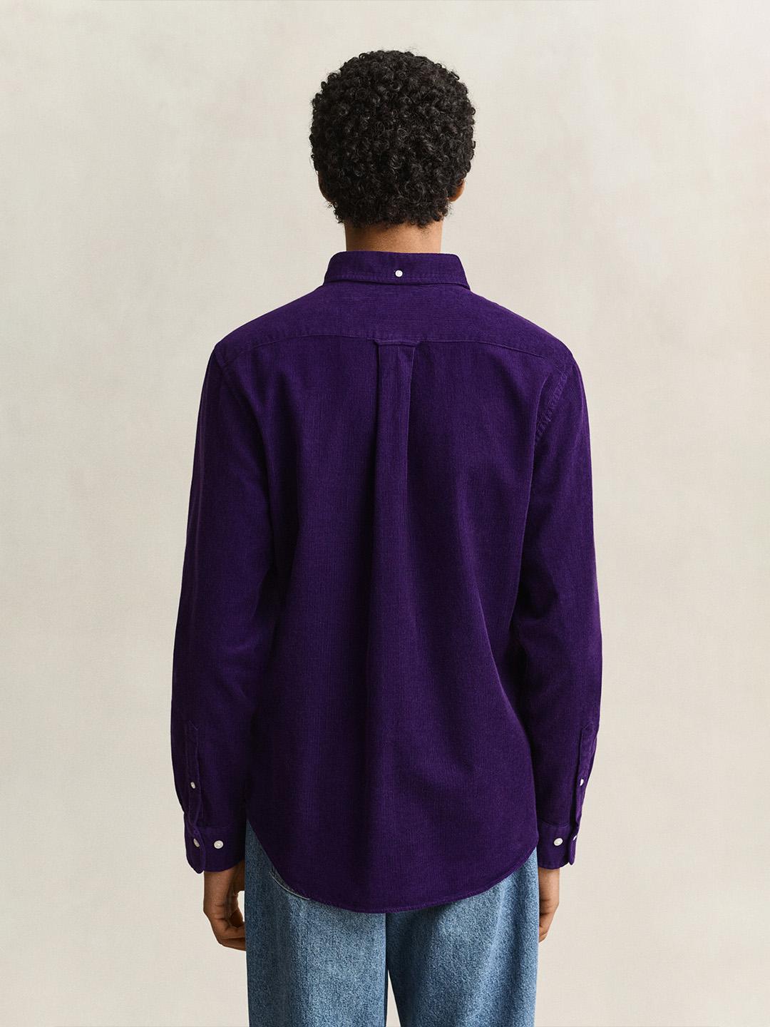 Gant Men Purple Regular Fit Solid Corduroy Shirt