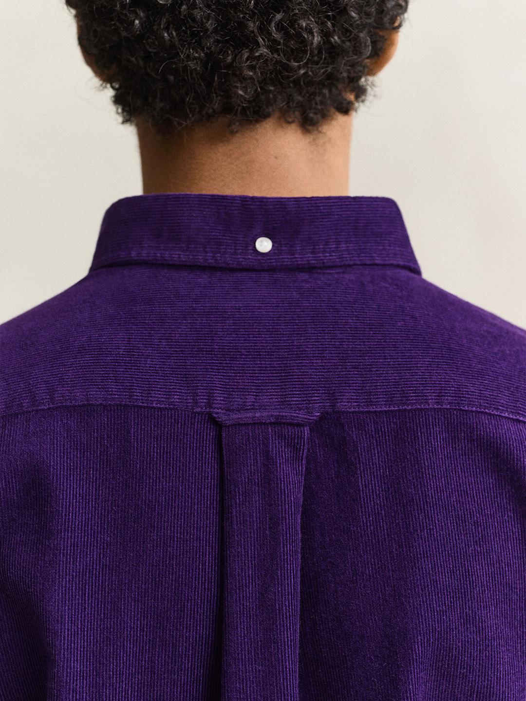 Gant Men Purple Regular Fit Solid Corduroy Shirt