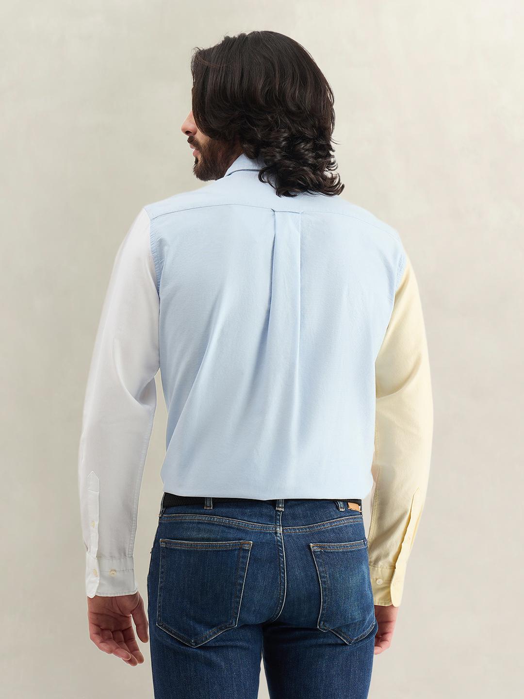 Gant Men Blue Colorblock Regular Fit Cotton Shirt
