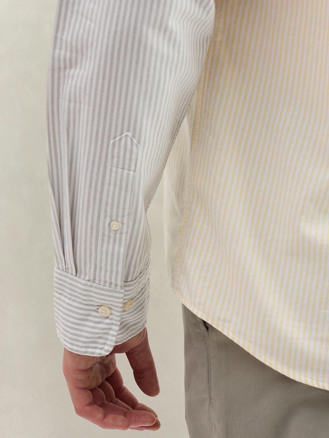 Gant Men Yellow Colorblock Regular Fit Cotton Shirt