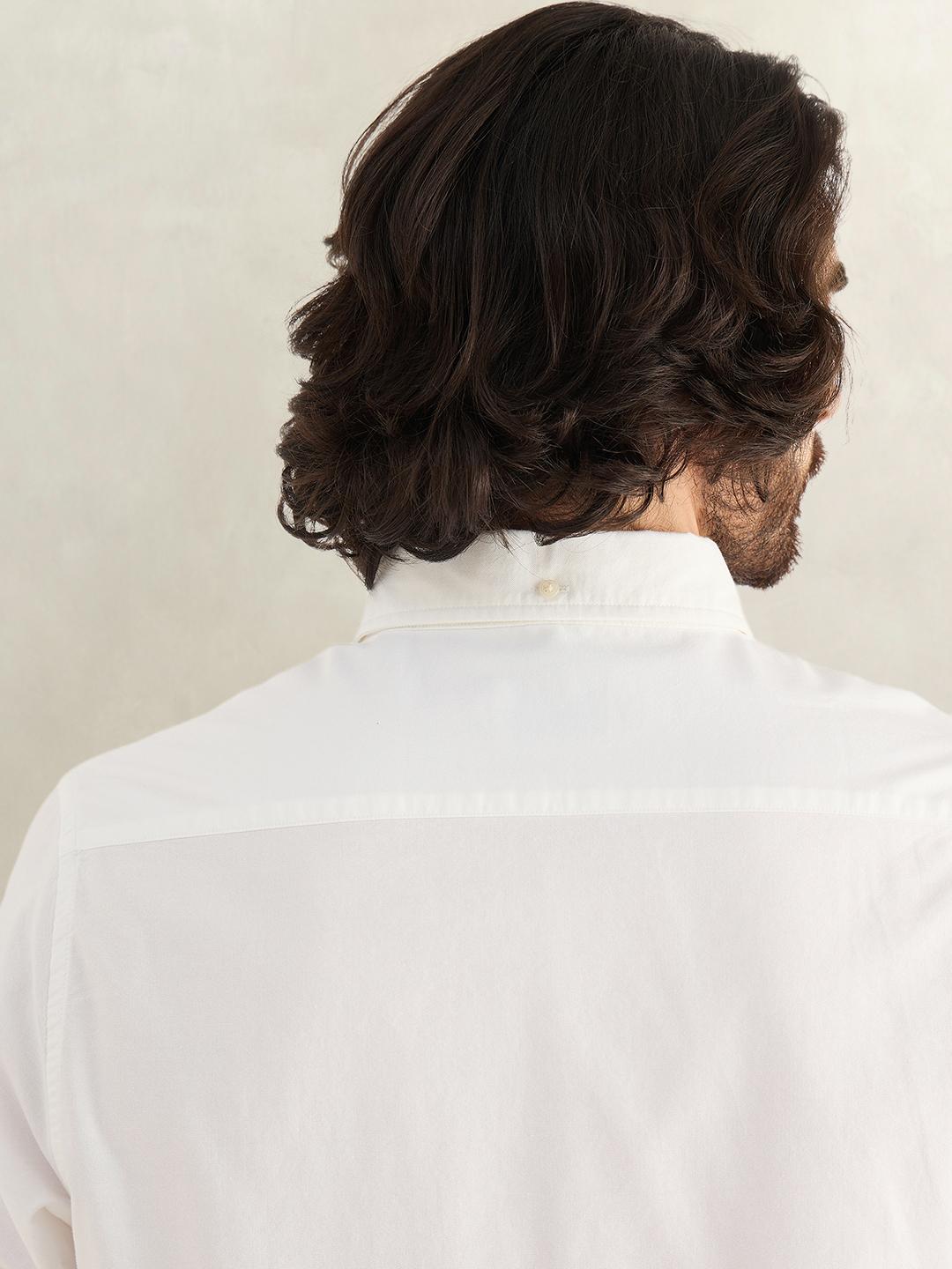 Gant Men White Solid Regular Fit Cotton Shirt